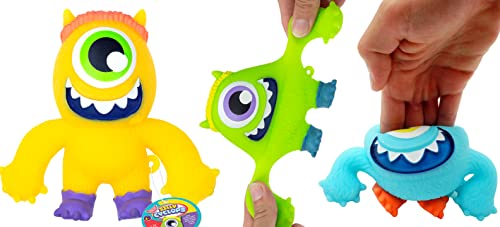 Silly Cyclops Stretchy Squishy Fidget Toy Monster Alien (6 Units Assorted) 4.5' Stress Relief Bedtime Buddies, One Eye Alien. Party Favor Birthday Decorations Bouncy Toy for Kids & Adults 4349-6s