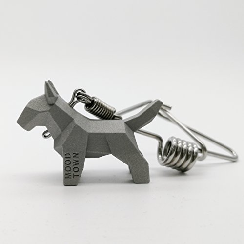 MOODTOWN Handcrafted Stainless Steel Dog Keychain Gift for men and women- Bull Terrier Puppy Car keyring Car rear view mirror hanging accessory