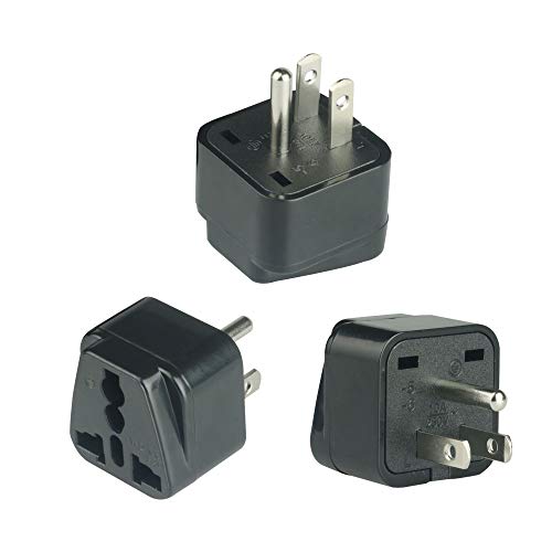 Travel Plug Adapter (Type B),Vsanstar Universal Travel Adapter for USA,Japan,Canada,Philippines - 3 Pack [Grounded & Universal]