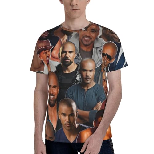 fsem Shemar Moore T Shirt Boys Fashion Soft Short Sleeve O-Neck Tee Clothes Casual Basic Tee Shirt Large Black