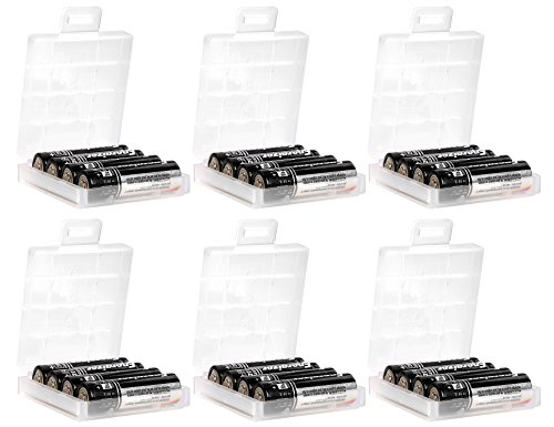 Whizzotech AA/AAA Cell Battery Storage Case/Holder with Charge Reminder Markings Clear Color (6 Pack)