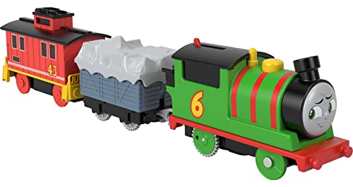 Thomas & Friends Motorized Toy Train Percy Battery-Powered Engine & Brake Car Bruno Rail Vehicle for Ages 3+ Years