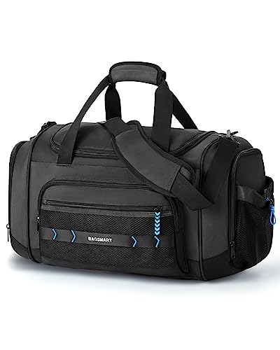 BAGSMART Gym Bag for Men & Women, Sports Travel Duffel Bag Carry-on Bag, Lightweight Weekend Overnight Bag with Shoe Compartment & Wet Pocket, Water-resistant Workout Duffle Bag for Travel Gym -Black