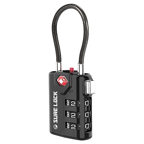 SURE LOCK TSA Compatible Travel Luggage Locks, Inspection Indicator, Easy Read Dials TSA Approved with Zinc Alloy