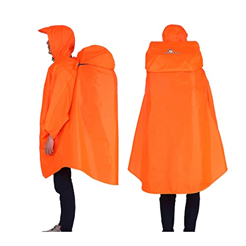 Adventure World Globotrekker Lightweight Backpack Poncho (Multiple Color Options Available) (Amber Orange)