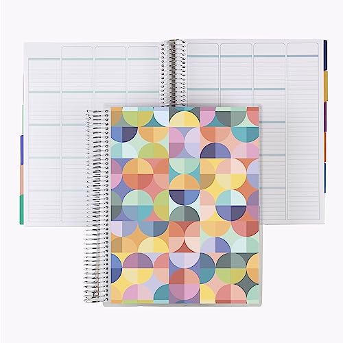 Undated Homeschool Planner 8.5' x 11' Platinum Spiral 12-Month. Abstract Circles Classic Cover by Erin Condren