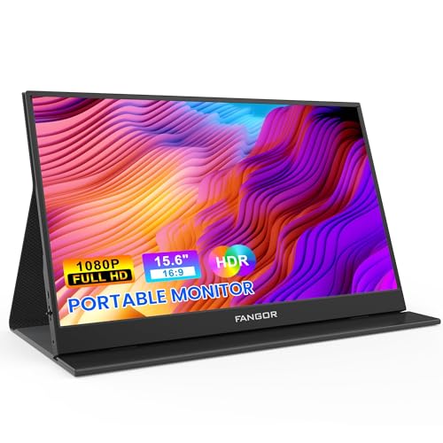 FANGOR Portable Monitor, 15.6' FHD 1080P Travel Monitor for Laptop, Ultra-Slim HDR IPS Computer Gaming Display, USB-C HDMI Screen Extender with Smart Cover for Laptop PC Phone Mac Xbox PS4/5 Switch