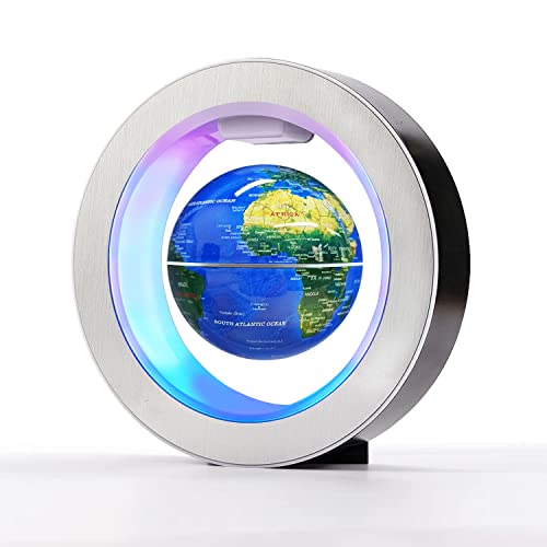 Flagest Magnetic Levitation Floating Globe - Levitating O Shape Globe with LED Lights for Educational Home Office Desk Decor - Birthday Holiday Party Christmas Gift (4Inches Globe）