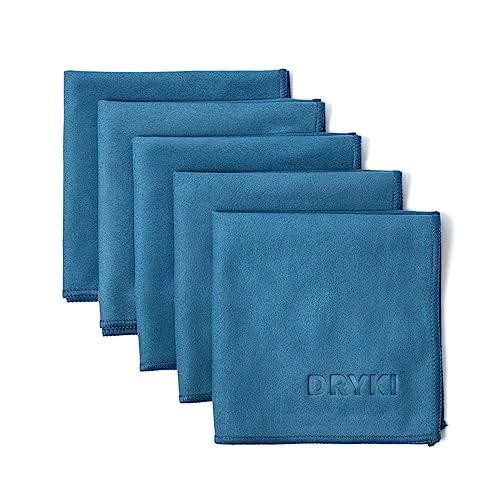 DRYKI Sweat Absorbing Handkerchiefs - The Original Sport Microfiber Hankies for Wicking Sweat from Hands, Face, Body (Coastal Blue, 5 Pack)