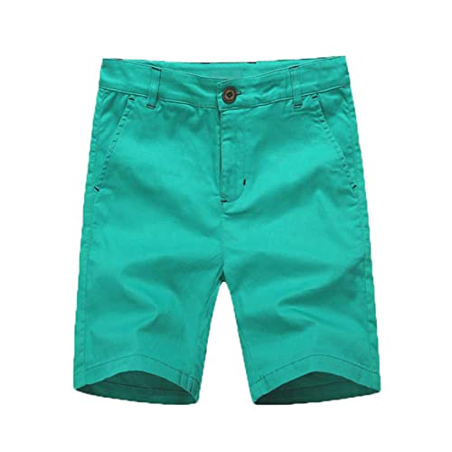BASADINA Boys Shorts with Adjustable Waist School Chino Shorts for Kid 4-14 Years, 6 Colors to Choose Green