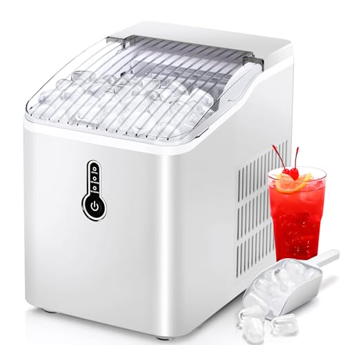 Ice Makers Countertop with Self-Cleaning, 26.5Lbs/24Hrs, 9 Cubes Ice Ready in 6~9Mins, Portable Ice Maker with Ice Scoop/Basket for Home/Kitchen/Bar/Party, Silver