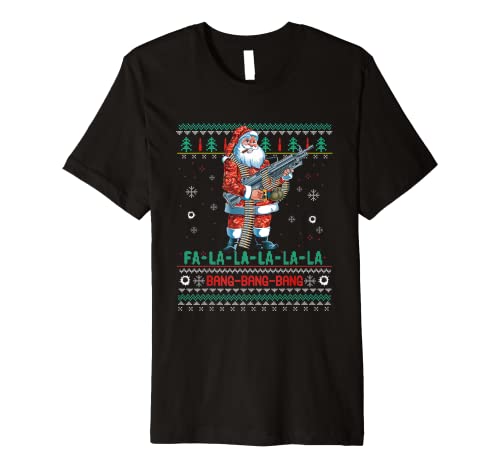 Machine Santa Claus Gun Lover Ugly Christmas Sweater Premium T-Shirt