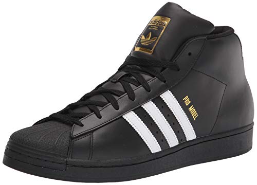 Adidas Originals Men's Pro Model Sneaker, Black/White/Gold Foil, 9