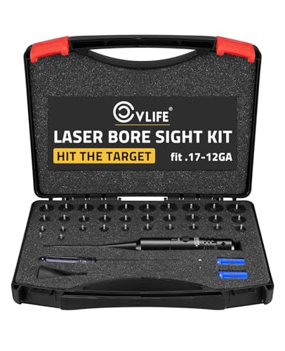 CVLIFE Professional Laser Bore Sight Kit with 32 Adapters fit 0.17 to 12GA Calibers, Bright Green Laser Bore Sighter with Button Switch, Powerful Support for Hunting