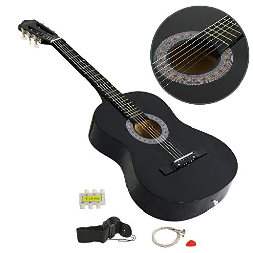 Polar Aurora 38' Acoustic Guitar Bundle Instrument Design With Guitar Case, Strap Pitch Pipe Extra Strings Set Pick for Beginners Starter