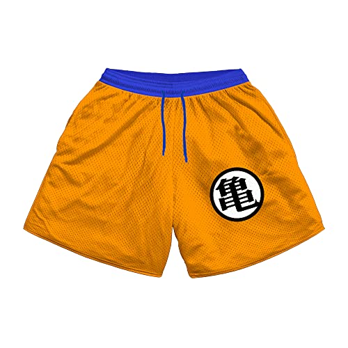 Rulercosplay Anime Goku Yellow Swim Trunks 5'' Inseam Funny Board Shorts for Men, Boys