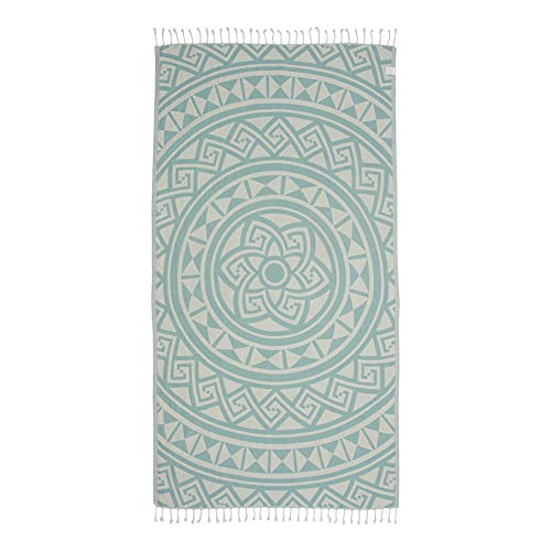 Sand Cloud Turkish Beach Towel - Sand Free - 100% Organic Turkish Cotton Yarn - Quick Dry Towel for Beach, Picnic Blanket or Throw - As Seen on Shark Tank - Mandala (Mint)