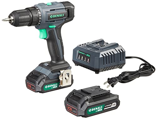Amazon Brand - Denali by SKIL 20V Drill Driver Kit, Includes Two 2.0Ah Lithium Batteries & 2.4A Charger, Blue