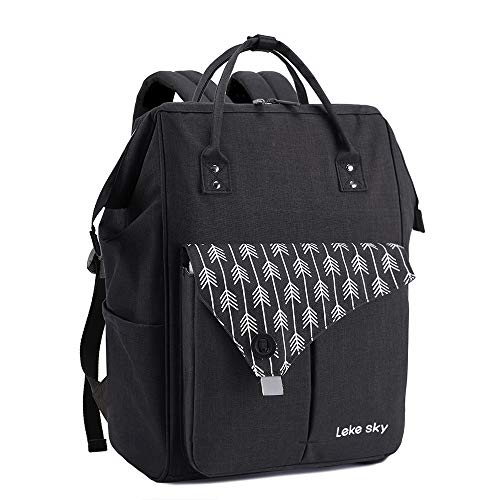 lekesky Laptop Backpack 15.6 Inch Stylish Computer Backpack Work Travel Backpack for Women and Men, Black