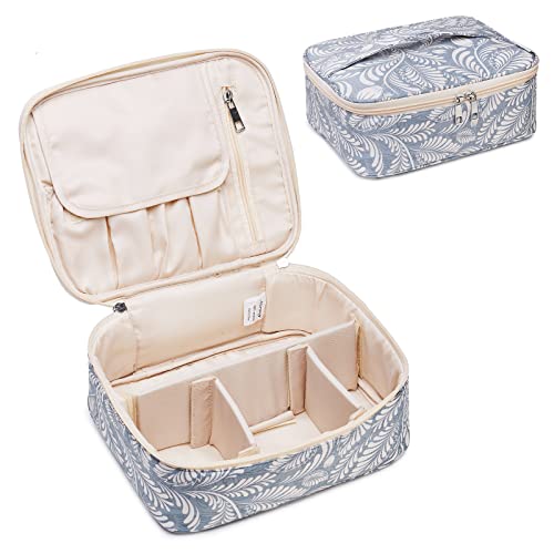Narwey Travel Makeup Bag Large Cosmetic Bag Makeup Case Organizer for Women (Leaf)