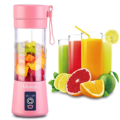 Portable Blender, Personal Size Eletric USB Juicer Cup, Fruit, Smoothie, Baby Food Mixing Machine Magnetic Secure Switch 380ml (Pink)
