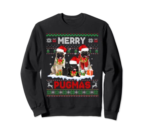 Merry Pugmas Christmas Ugly Sweater Pug Lover Family Pajama Sweatshirt