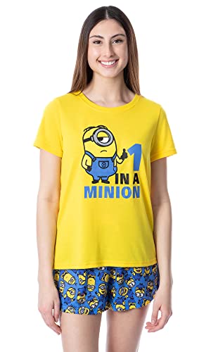 INTIMO Despicable Me Womens' Minions 1 In A Minion Sleep Pajama Set Short (Large) Multicolored