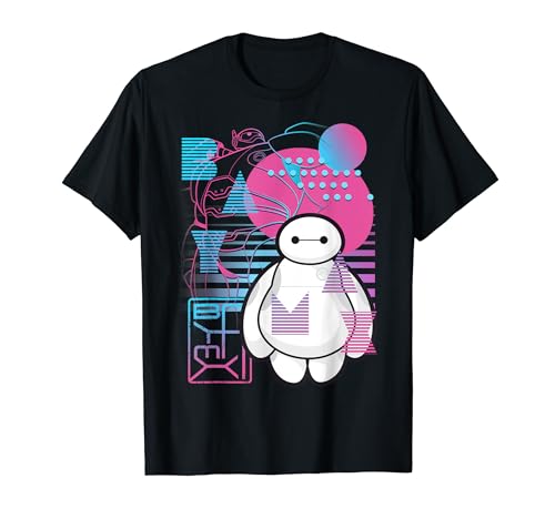 Disney Big Hero 6 Baymax Neon Blue Print Schematics T-Shirt