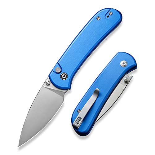 CIVIVI Pocket Folding Knife- Button Lock Knife with Thumb Stud Opener for EDC, 2.98' 14C28N Blade Aluminum Handle, Qubit Utility Knife for Men Women Gift C22030E-3