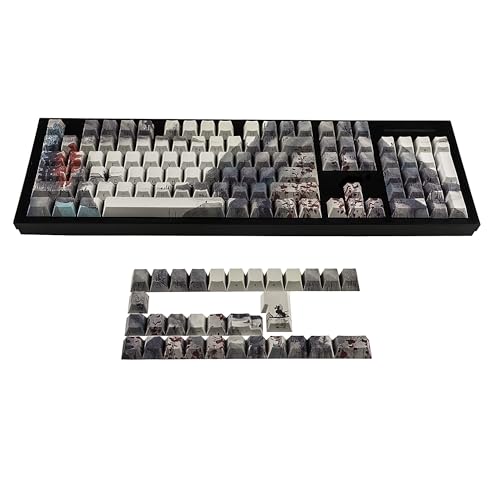 YMDK 134 Ink Painting PBT Double Shot Side-lit Shine Through Translucent Backlit keycap for 108 104 96 87 84 68 61 MX Mechanical Keyboard