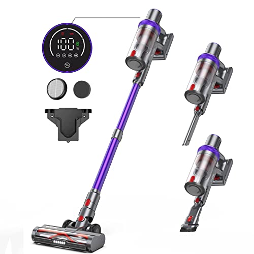 WLUPEL Cordless Vacuum Cleaner, 33Kpa Stick Vacuum Cleaner, 450W Handheld Vacuum with LED Touch Screen, 55mins Runtime for Pet Hair, Carpet and Hardwood Floor(KB-H015)