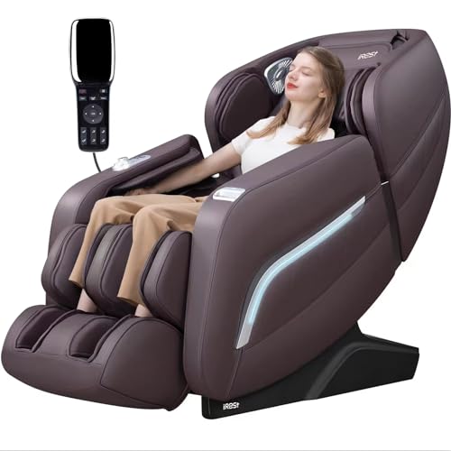 iRest Massage Chair, Full Body Zero Gravity Recliner with AI Voice Control, SL Track, Bluetooth, Yoga Stretching, Foot Rollers, Airbags, Arm Rest, Cushion Availability, Heating (Brown) 1
