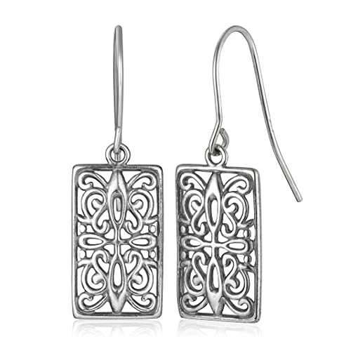 Morgan & Paige Celtic Knot Earrings For Women - 925 Sterling Silver Celtic Dangle Earrings With Rectangle Drop Pendant - Handcrafted