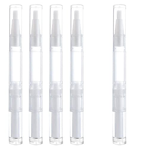 KEAIYYJ Nail Oil Pen Cuticle Oil Dispensers Liquid Foundation Tubes Lip Gloss Brush Travel Empty Refillable Cosmetic Containers Bottles, 3 ml 5 Pack