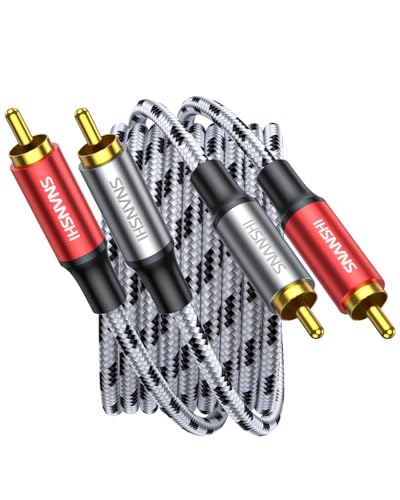 SNANSHI 2RCA Cables 5FT- 2RCA Male to 2RCA Male Stereo Audio Cable Nylon Braided, Double Shielded 2RCA to 2RCA Audio Cable for Home Theater, Amplifier, Hi-Fi System, Speaker