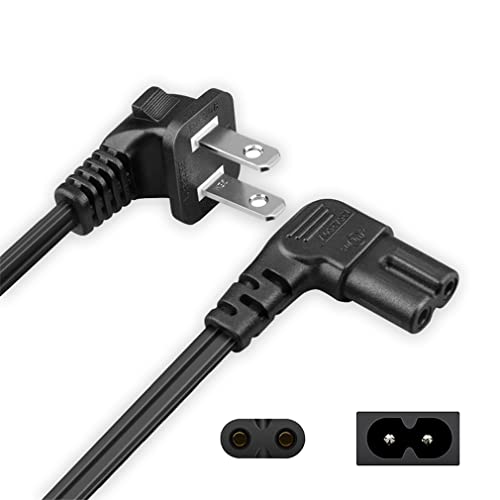 SHAFI 6FT Samsung TV Power Cord Right Angle - [UL] Non-Polarized L-Shaped 2-Prong NEMA1-15P to IEC-C7-90-Deg Replacement for Sony Playstation PS5 Xbox Series S - Figure-8 LG TV Power Cable - 6FT