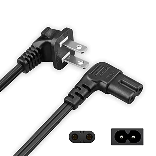 SHAFI 6FT Samsung TV Power Cord Right Angle - [UL] Non-Polarized L-Shaped 2-Prong NEMA1-15P to IEC-C7-90-Deg Replacement for Sony PlayStation PS5 Xbox Series S - Figure-8 LG TV Power Cable - 6FT