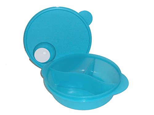 Tupperware CrystalWave Microwave Lunch N Dish Divided Bowl Aqua Blue