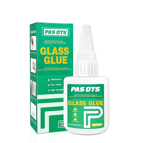 Clear Waterproof Glass Glue - 30g Acrylic Adhesive for Bonding Glass, Acrylic, Crystal, Mirrors, Windows & More. Instant Super Glue Ideal for DIY Crafts & Glass Products