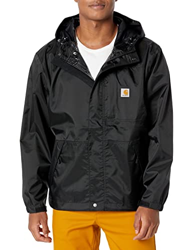 Carhartt Men's Loose Fit Midweight Rain Jacket, Black, 4X-Large