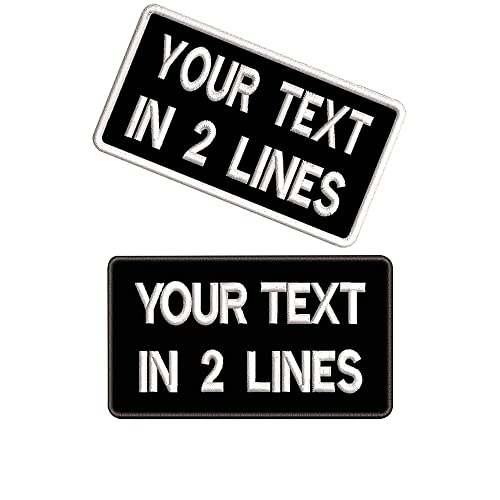 Custom Embroidery Name Patches 3.5W x 2H, 2PCS Personalized Military Number Tag, Velcro or Iron On Tactical Badges For Clothing Backpacks Vest (Black)