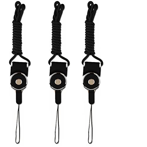 iBarbe [3Pack] Neck Lanyards Detachable Buckle Enhanced Model Hook breakaway Strap Quick Release safety lanyard Compatible with ID Badge,Key,women men Cell Phones USB Whistles Nylon-Black