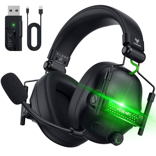 WESEARY Wireless Gaming Headset with Microphone for PS5, PS4, PC, Switch, Mac, 7.1 Crystal Stereo Bluetooth Headphones, PS5 Headset Wireless 2.4GHz with Lossless Audio, 50 Hr Battery, Cool RGB