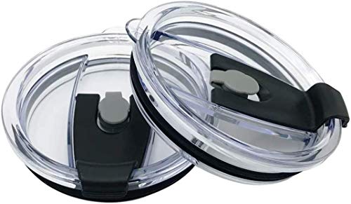 2 Replacement Flip Lids for Stainless Steel Insulated Tumbler Travel Mug, Compatible w/YETI Rambler,Ozark Trail,Old Style Rtic and More (20 oz Spill Proof Splash Resistant Lid)