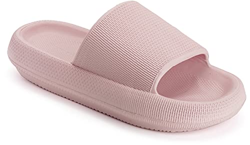 Joomra Pillow Slippers for Women Massage Foam Pillow Shower Bath Bathroom Home House Slipers Platform Cloud Slides Cushion for Lady Female Ladies Sandles Pink 39-40