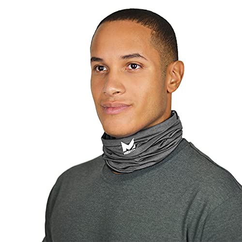 MISSION Cooling 12-in-1 Neck Gaiter, Charcoal - Lightweight & Durable - Cools Up to 2 Hours - UPF 50 Sun Protection - Machine Washable