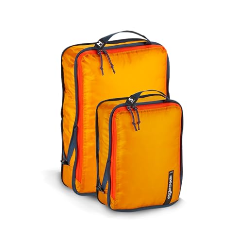 eagle creek Pack-It Set of Isolate Compression Packing Cubes for Travel - Durable and Water-Resistant with Ultra-Lightweight, Machine-Washable Poly Ripstop Fabric, S/M, Sahara Yellow