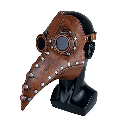 anroog Halloween Mask Plague Doctor Bird Mask Long Nose Beak Cosplay Steampunk Halloween Costume（plague Doctor brown）