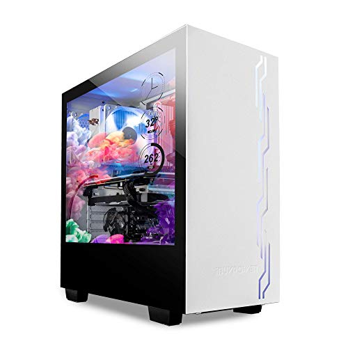 iBUYPOWER Snowblind S 19' Translucent Customizable Side-Panel LCD Display 1280 x 1024 Resolution Mid-Tower Desktop Computer Gaming Case 3 x 120 Millimeter Fans SECC Steel, White