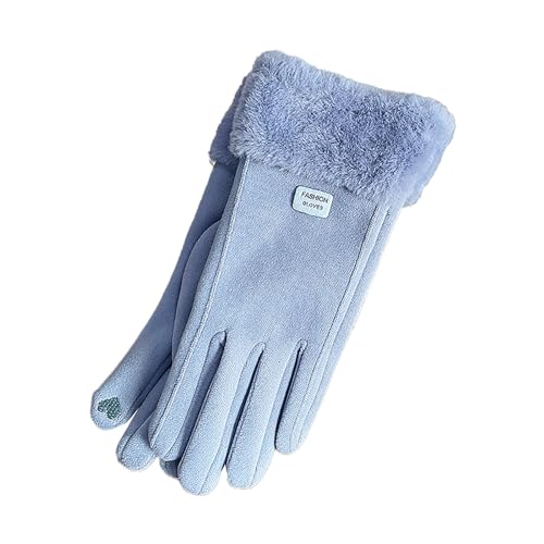 Thinsulate Thermal Winter Work Gloves with Windproof Premium Genuine Suede Leather (Blue, One Size)